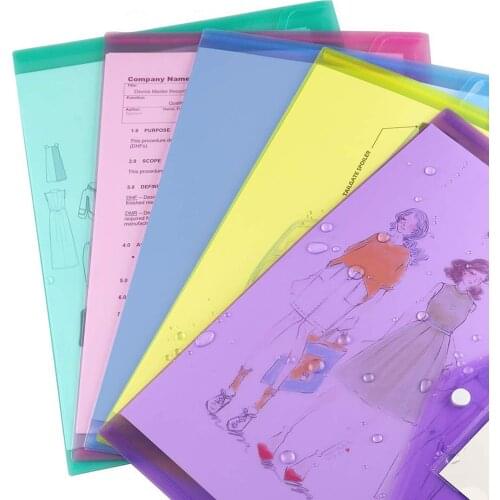 5pcs A4 Document Paper File Folder Mesh Documents Storage Pouches Organizer with Button for Office School Students Supplies