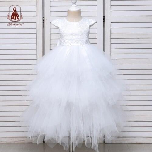 Yoliyolei Girls Dress Summer Cake Childrens Clothing Party Elegant Princess Long Tulle Girls Kids Wedding Ceremony Dresses