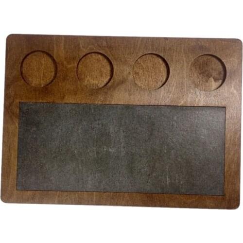Brown Wood Stone Breakfast Tray Hot Service 24,5x34cm Birch Tree Sauce Reçellik