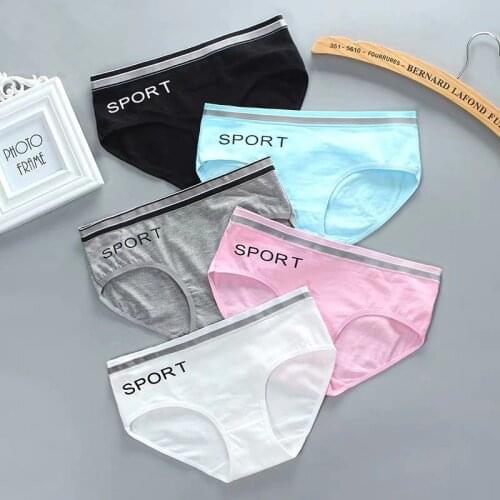 Teenager Briefs Girls Underwear Cotton Briefs Sports Letters Breathable Briefs Pupils 8-12-14 Years