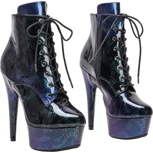 Leecabe 15CM/6Inches White platform with Shinny White upper High Heel platform Boots Closed toe Pole Dance boot