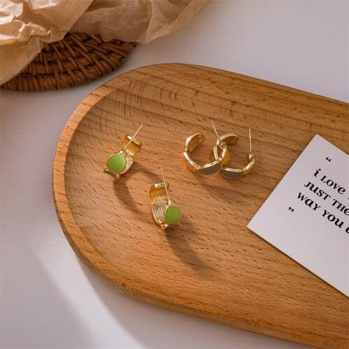 Retro Circle Earrings Contrast Color Drip Glaze Enamel Earrings Korean Temperament Net Red Irregular Metal Earrings Earrings