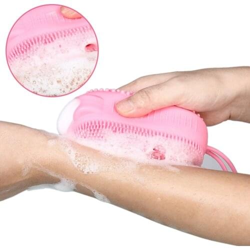 Silicone Bath Body Brush Double-Sided Soft Deep Cleaning Bubble Shower Brush Fast Foaming Bear Full Body Spa Soft Shower Brush