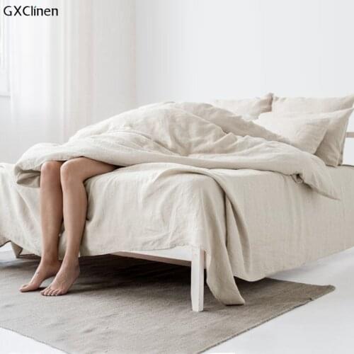 One Piece Linen Reversible Duvet Cover 100% Organic Flax Quilt Cover Simple Nordic Comforter Cover With Button Closure