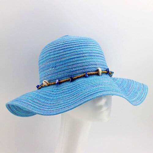 Women New floppy hat straw hat sun hat vacation beach hat for outdoor hat with beads&shell