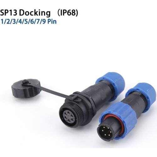SP13 IP68 Waterproof Plug Socket 1/2/3/4/5/6/7/9P Docking Aviation Connector Panel Mount Wire Cable Connector Aviation Plug