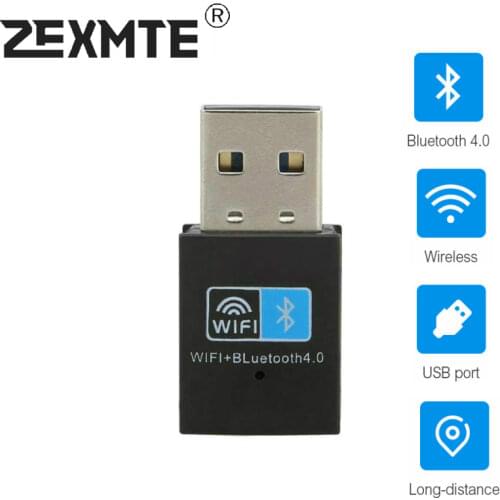 ZEXMTE USB Wifi Bluetooth 4.0 Adapter Dongle, 150M Wireless WiFi Network LAN Card + Bluetooth V4.0 Adapter for Desktop Laptop PC