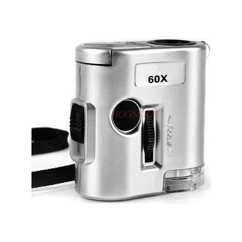Magnifying equipment 60x Magnifier with LED Light Microscope Philately Jewelry Tea Smoke Stamp Identification Money