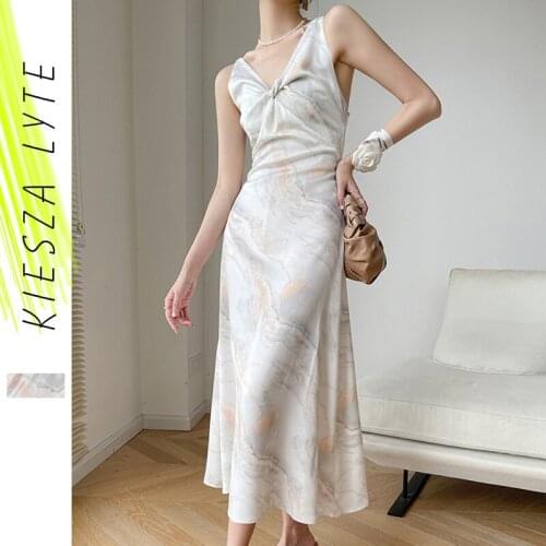 Vintage Dress Women Fashion Sleeveless Cross Lacing Up Twist A Line Midi Dresses Korean Style 2021