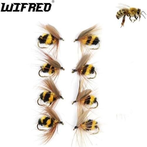 Wifreo 10pcs #10 Artificial Insect Bait Bumble Bee Fly Trout Fishing Lures