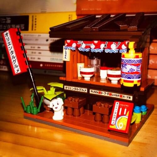 City Japanese Moc Street View Tea House Ramen House Grocery Store Village Mini Building Block Brick Architecture Model Toys