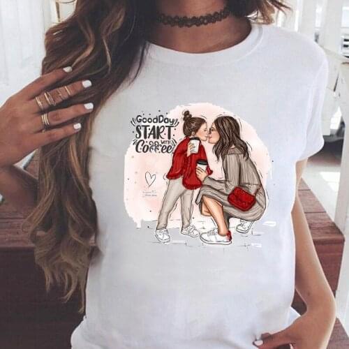 Women Graphic Watercolor Daughter Ladies Sweet Girl Mama Mom Mother Summer Cartoon Print Female Clothes Tops Tees Tshirt T-Shirt