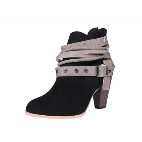 Fashion Women Boots Flock Ankle Boots Spring Autumn Women Boots Ladies Party Western Stretch Fabric Boots Plus Size 35-43