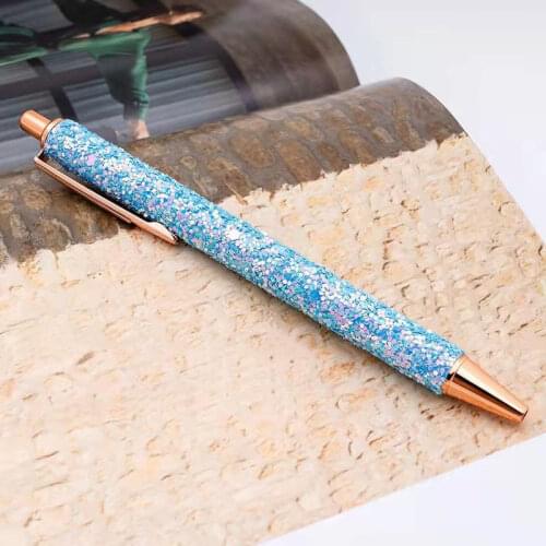 1pcs Pen Shiny Ballpoint Pen Luxury Cute Wedding Rose Gold Metal Stationery School Office Supply High Quality Spinning