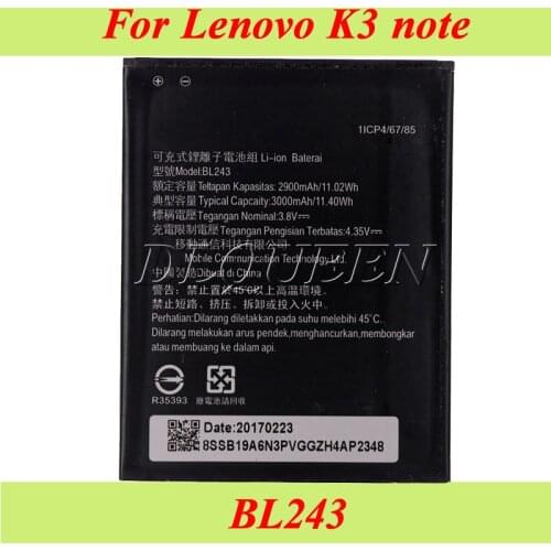 10PCS/LOT 3000mAh BL243 Battery for Lenovo Lemon K3 Note K50-T5 A7000 Batterie Bateria Batterij Accumulator