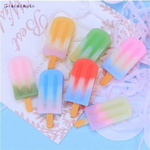 10pcs Colorful Ice Cream Scrapbooking Flatback Resin Mini Simulated Food Pendant For Woman Making jewelry DIY Earings Decoration