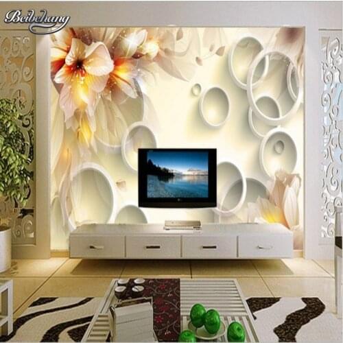 Beibehang Modern home custom 3D mural wallpaper bedroom TV background circle big flower wallpaper papel de parede para quarto