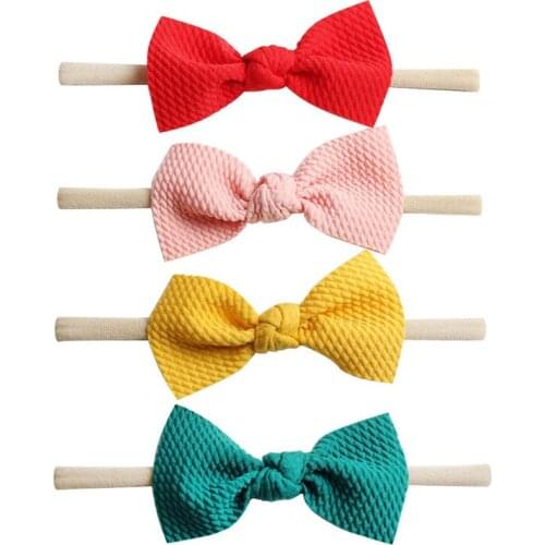 4PCS Baby Elastic Hair Band Bow Nylon Headband Children DIY Headdress Party Dress Up Hair Accessories