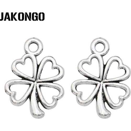 40pcs Clover Charms Antique Silver plated Pendants for Jewelry Making Bracelet DIY Handmade Craft 16x12mm
