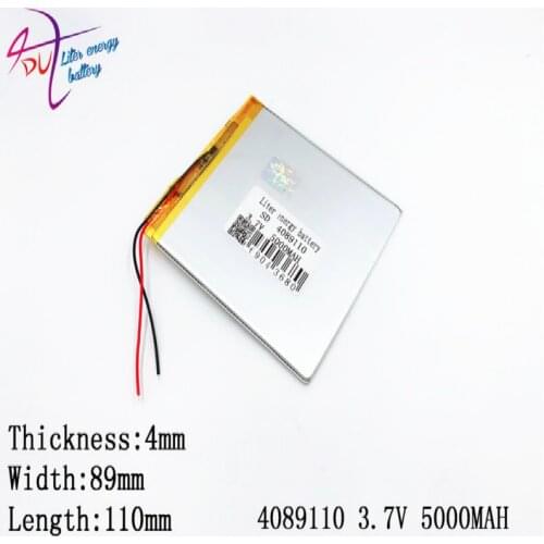 4089110 3.7V 5000MAH Lithium Polymer Li-Po li ion Rechargeable Battery cells For Mp3 MP4 MP5 GPS mobile bluetooth