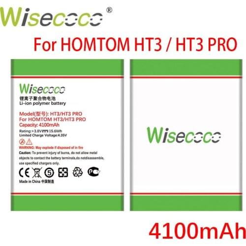 Wisecoco 4100mAh Battery For Homtom HT3 HT 3 Pro Phone Battery Replacement + Tracking Number