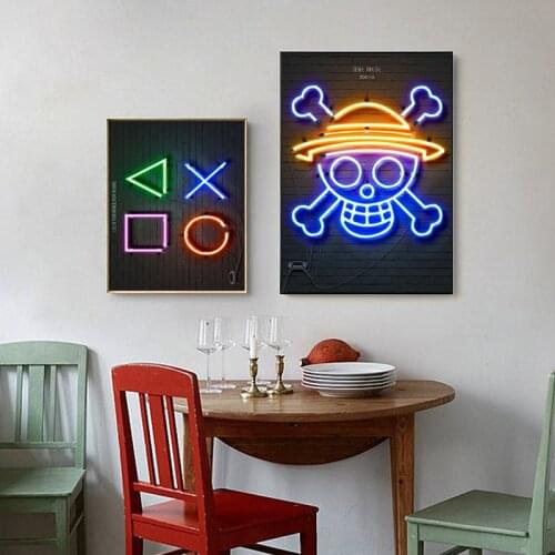 Anime One Piece Naruto Halloween Mi Red Light dance canvas painting Restroomsign For Home Decor Cuadros Painting poster Unframed