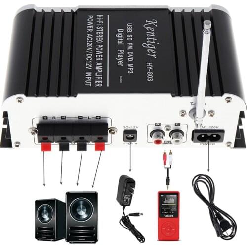2CH HI-FI Bluetooth Car Audio Power Amplifier Auto FM Radio Player Support SD/USB/DVD/MP3 Input for Car Motorcycle Home
