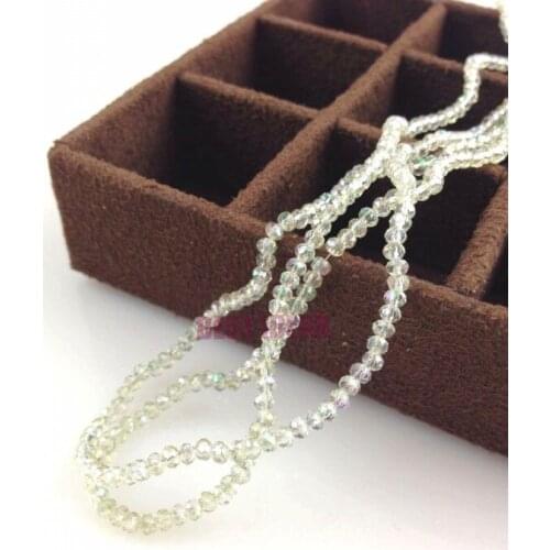 Free Shipping 390pcs White AB Crystal Glass Faceted Rondelle Beads 2mm