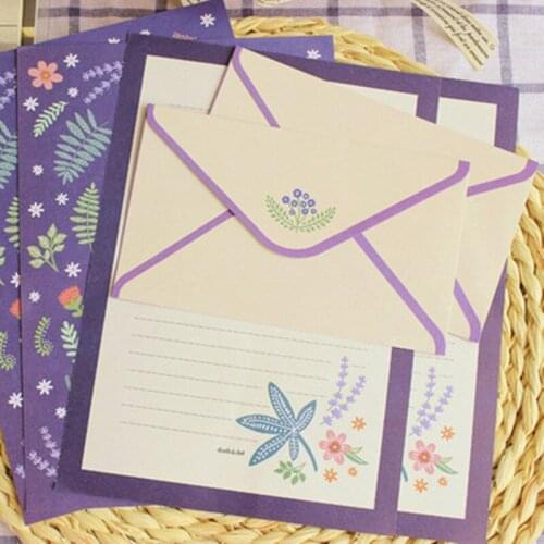 1 Set Flower Floral Letter Pad Set Chancery Letter for Writing Letter Set Stationary w09 Creative Supplie Paper Envelope