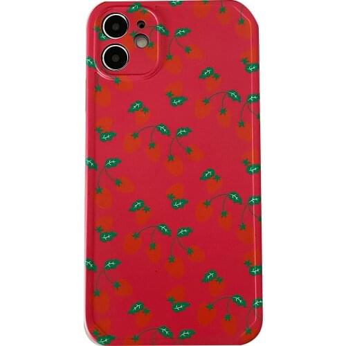Cute Strawberry Red Case for iPhone 12 Pro Max Back Phone Cover for 12 Mini 11 Pro Max X XS XR 8 7 Plus SE 2020 Capa