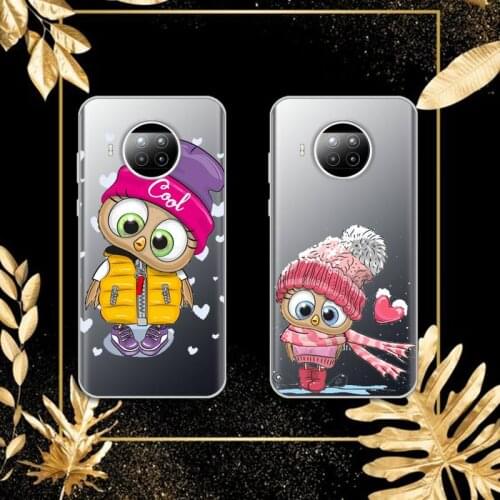 Cute animal Owl Phone Case Transparent for Xiaomi mi Redmi note 10 t 8 9 pro lite 11 Samsung S 8 9 10 20