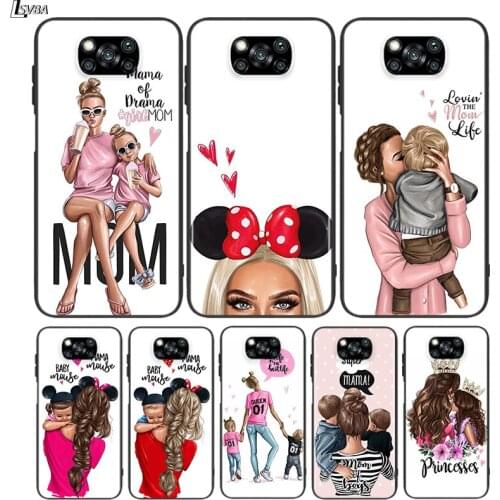 Black Cover Hot Mom and Baby Girl for Xiaomi Mi Mix 3 A3 A2 A1 Poco M3 M2 C3 X3 X2 NFC F2 F1 CC9 CC9E Pro Phone Case
