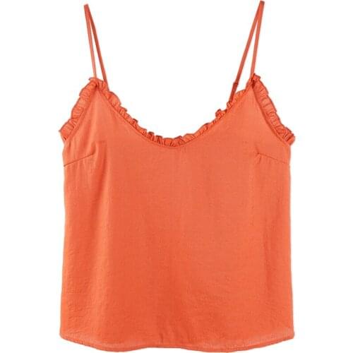 Neatie kiddie Solid Sexy Ve-neck Ruffles Loose Tank Tops Women Sleeveless Summer Casual T-shirt