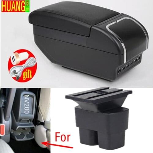 For Nissan NV200 Armrest box Retrofit parts Interior Car Armrest Storage box accessories Retrofit parts USB LED