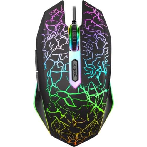 USB Wired Gaming Mouse 3600DPI Adjustable 6 Buttons Colorful Glare Optical Mice Ergonomic Computer Mouse for Laptop PC Gamer