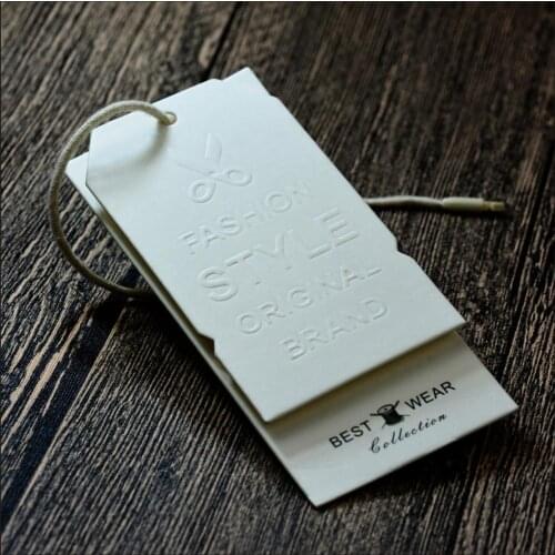 Emboss Printing Hang tag Maker Custom Embossed Name Logo Recycled gold Foil Print Paper Luxury Hang Tags for Clothing