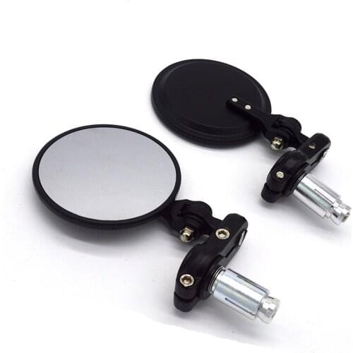 Evomosa Motorcycle Black 3" Round 7/8" Handlebar End Mirror For Cafe Cacer Bobber Clubman