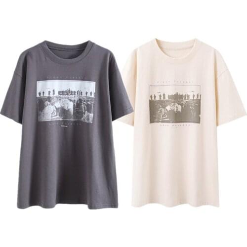 Oversize Women Soft Cotton O Neck T-shirt 2021 Summer Fashion Ladies High Street Loose T-shirt Female Casual Vintage Top