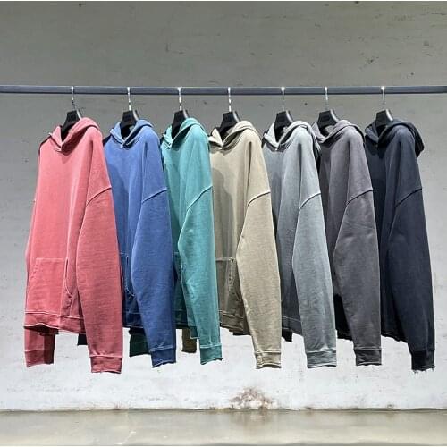 Kanye Oversize Washed Cotton Hoodie Autumn Hip Hop Raglan Pullover Streetewear Seven Colors