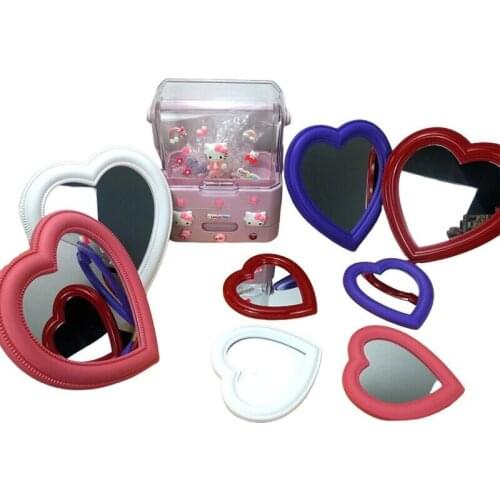 INS Pink Love Mirror desk Vanity Mirror Wall Mounted Dual-Use Vanity Mirror Girl Room Wall Decoration Heart-Shaped Mirror