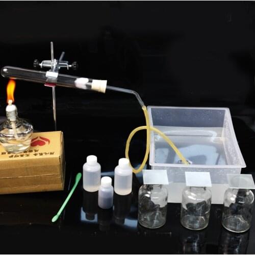 Chemical laboratory experiment tools preparation of oxygen teaching equipment with test tube galss bottle retort stand