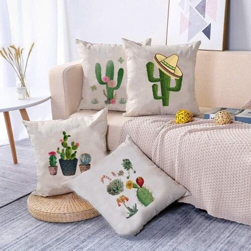 Cactus Print Cushion Case Don't Touch Me Cushion Soft Nordic Home Bedroom Pillow Cases Green Plant Pillow Cover Home Decoration