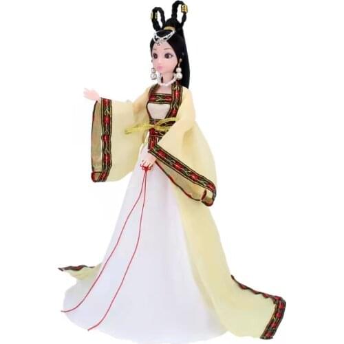 Chinese Ancient Fairy Outfit 1/6 BJD Doll Clothes For Barbie Dress Traditional Beauty Costume Yellow Princess Gown 1:6 Accessory