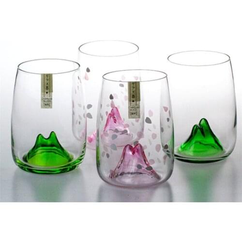 Creative Clear Cherry Blossoms Glass Teacup Japanese Crystal Whiskey Vodka Cup Bar Club Beer Coffee Mug Party Home Drinkware