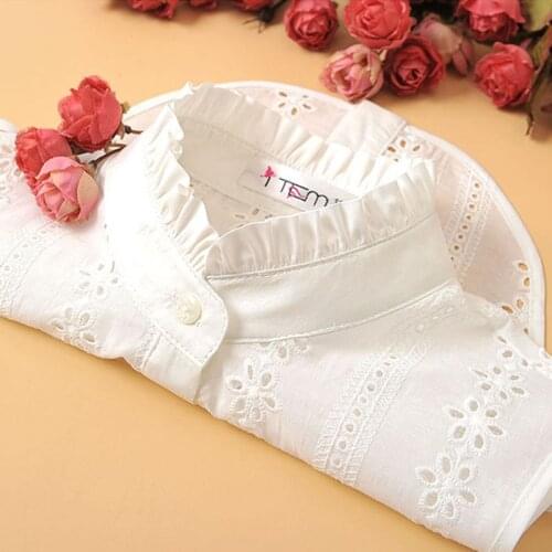 Women Lace Collar Pure Color Detachable Lapel Choker Necklace Shirt Fake False Collar Blouse Sweatshirt Vest Accessories