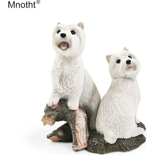 Mnotht 1/6 Two West Highland Dog Anmial Dog Mini Toy Scene Resin Accessory for Action Figure Collection Wedding Gifts