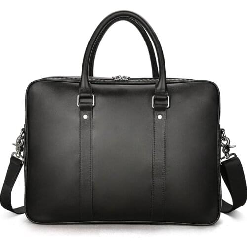 Tiding Luxury Cow Leather Mens Briefcase 14 inch Business Laptop Bag Shoulder Messenger Bags Designer Handbag Black New 1423