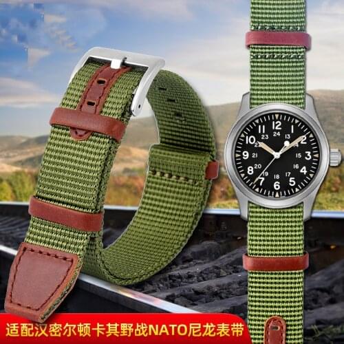 Nylon watch belt suitable for Hamilton watch with black army green card its field NATO hedgehog Sonic series strap 20mm 22mm