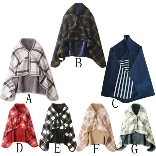 OUNEED Blanket Lady Multifunction Sofa Doublelayer Tartan Plaid Blanket Scarf Wrap Shawl Winter Warm Wearable Blanket Travel #45
