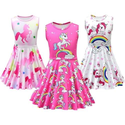 Girls Dress Summer New Unicorn Princess Dresses For Cute Cartoon Pony Dress Baby Girl Clothes Christmas Birthday Party Vestidos